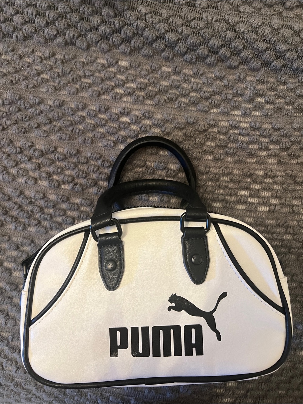 Puma White and Black Mini Duffel Bag